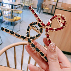 Metal Chain Hair Claw Clips Golden Non Slip Strong Grip Jaw Clip Thick Hair