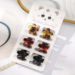6 Pcs Matte Texture Mini Hair Clips Bow Barrette Accessories