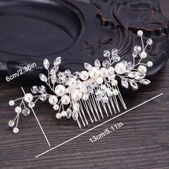 Faux Pearl Bridal Hair Comb Crystal Head Jewelry
