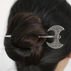 Viking Celtic Hair Clip Silvery Ax Hairpin Witch Sword Hair Stick Amulet