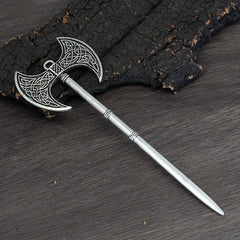 Viking Celtic Hair Clip Silvery Ax Hairpin Witch Sword Hair Stick Amulet