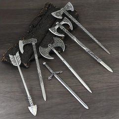 Viking Celtic Hair Clip Silvery Ax Hairpin Witch Sword Hair Stick Amulet