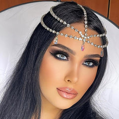 Boho Rhinestone Head Chain Bride Hair Jewelry