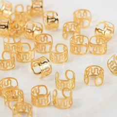 100PCS Viking Hair Beads Coil Rings Clips Metal Cuffs Loc Hair Jewelry