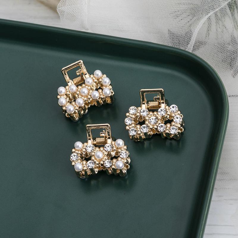 Sweet Mini Metal Claw Clip With Pearl Barrettes Hairpins Hair Accessories