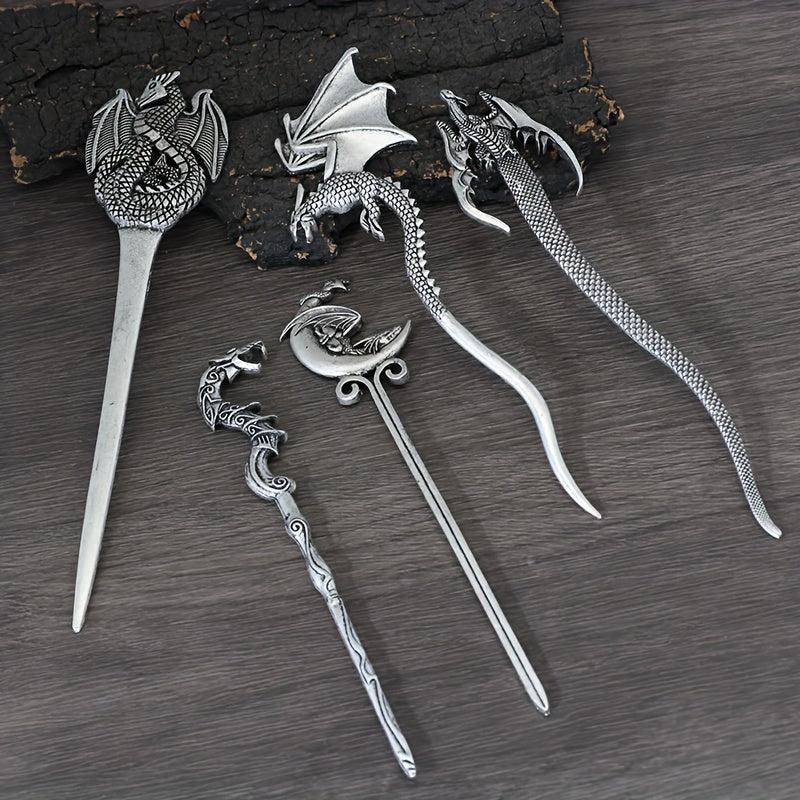 Vintage Dragon Hairpin Viking Metal Hair Sticks Women's Hair Accessories Jewelry