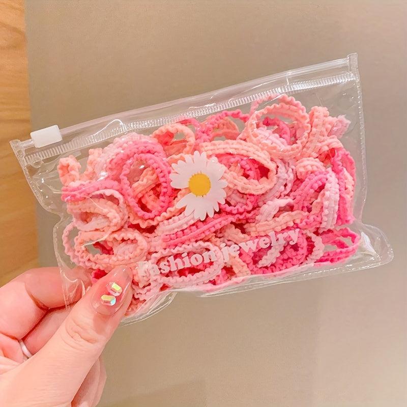 50pcs Mini Hair Rope High Elastic Hair Ties Cartoon Rubber Band Hair Accessories
