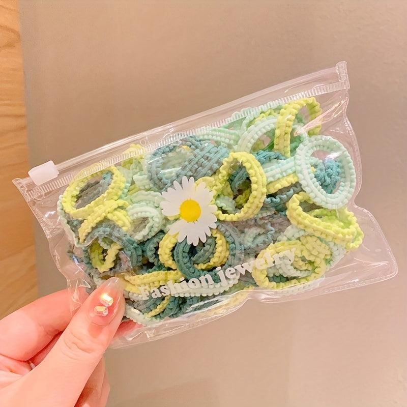 50pcs Mini Hair Rope High Elastic Hair Ties Cartoon Rubber Band Hair Accessories