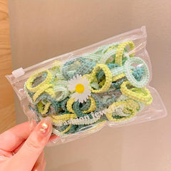 50pcs Mini Hair Rope High Elastic Hair Ties Cartoon Rubber Band Hair Accessories