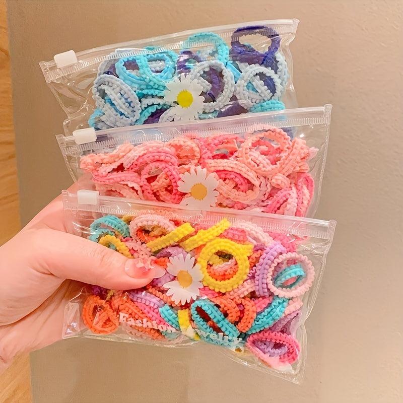50pcs Mini Hair Rope High Elastic Hair Ties Cartoon Rubber Band Hair Accessories