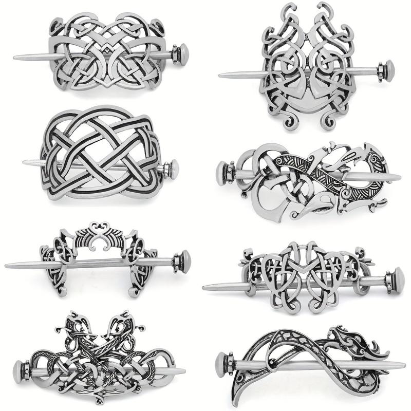Viking Celtic Barrette Hairpin Silvery Hair Accessories Women's Irish Hair