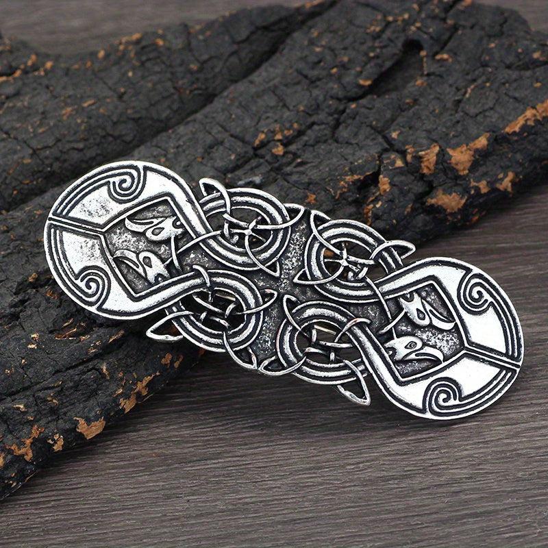 Vintage Silvery Hair Clip Viking Style Barrette Back Head Hair Clip