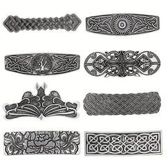 Vintage Silvery Hair Clip Viking Style Barrette Back Head Hair Clip