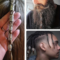 55pcs Viking Runes Hair Beads DIY Braided Hair Accessories