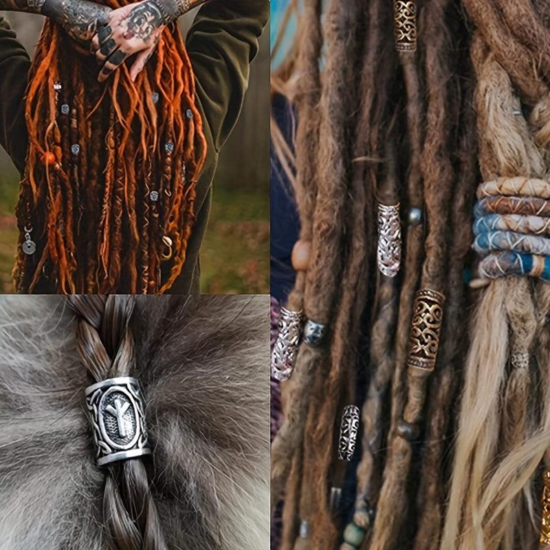 55pcs Viking Runes Hair Beads DIY Braided Hair Accessories
