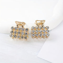 4pcs Mini Rhinestone Hair Claw Set Square Rectangular Hair Clip Accessories