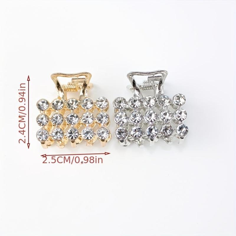 4pcs Mini Rhinestone Hair Claw Set Square Rectangular Hair Clip Accessories