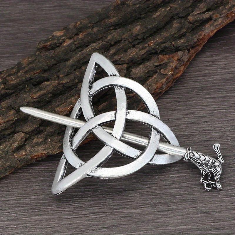 Viking Celtic Style Barrette Hair Pin Silver Irish Knot Jewelry Barrette
