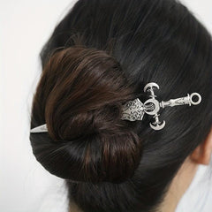 Witch Reaper Skull Hairpin Moon Sword Hair Stick Vintage Snake Sword Hair Clip
