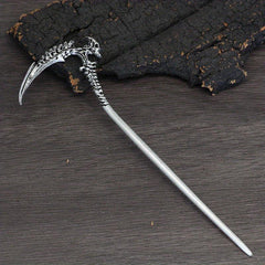Witch Reaper Skull Hairpin Moon Sword Hair Stick Vintage Snake Sword Hair Clip