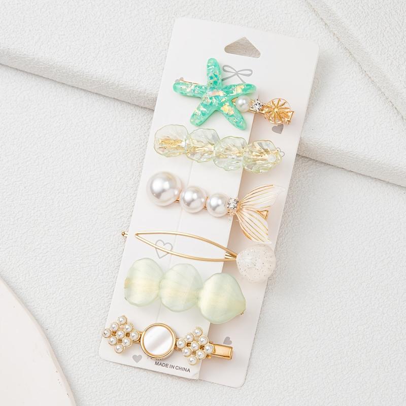 6pcs Ocean Series Hair Clip Vintage Seashell Starfish Hair Accessories