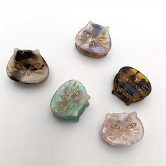 5pcs Cat Hair Clips Mini Hair Claw Tortoise Shell Acetate Resin Marble Hair