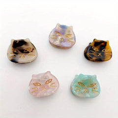 5pcs Cat Hair Clips Mini Hair Claw Tortoise Shell Acetate Resin Marble Hair