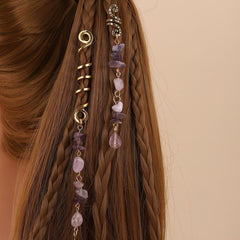 Amethyst Loc Beads Rings Crystal Braid Decor