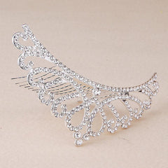 Mini Princess Crown Comb Rhinestone Hair Comb Faux Pearl Headwear