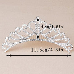 Mini Princess Crown Comb Rhinestone Hair Comb Faux Pearl Headwear