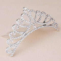 Mini Princess Crown Comb Rhinestone Hair Comb Faux Pearl Headwear