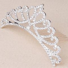 Mini Princess Crown Comb Rhinestone Hair Comb Faux Pearl Headwear