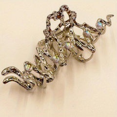 Vintage Rhinestone Hair Claw Clip Silver Hair Claws