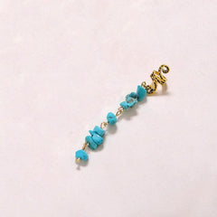 Colorful Stone Pendant Hair Clips, Crystal Jewelry Dreadlock Accessories