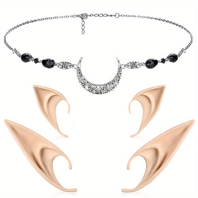 Elf Ears & Moon Head Chain Set for Cosplay Props