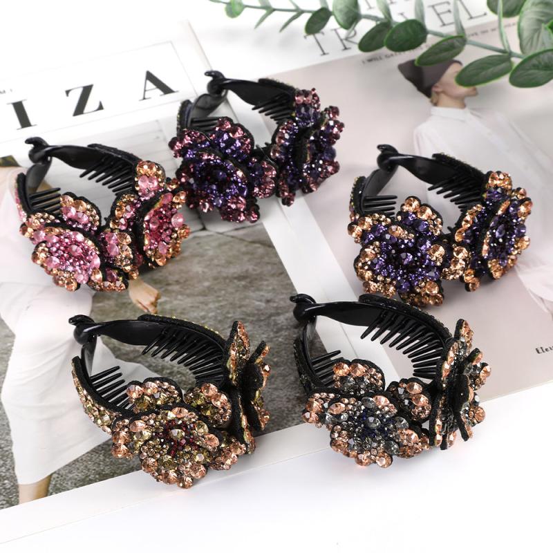 Rhinestone Flower Hair Clip for Women Birthday
