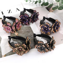 Rhinestone Flower Hair Clip for Women Birthday