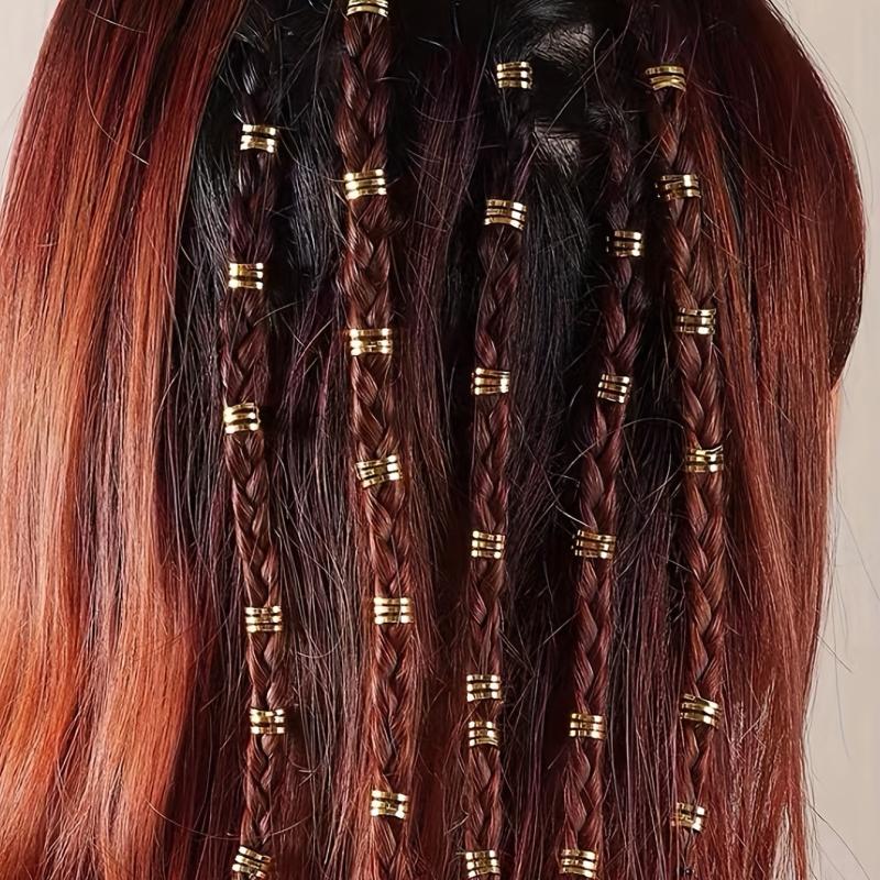 100PCS Viking Hair Beads Spiral Coils Dreadlock Braids Rings Clips Metal Cuffs