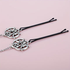 Viking Runes Hairpin Hair Clip With Metal Chain Vintage Hair Pin
