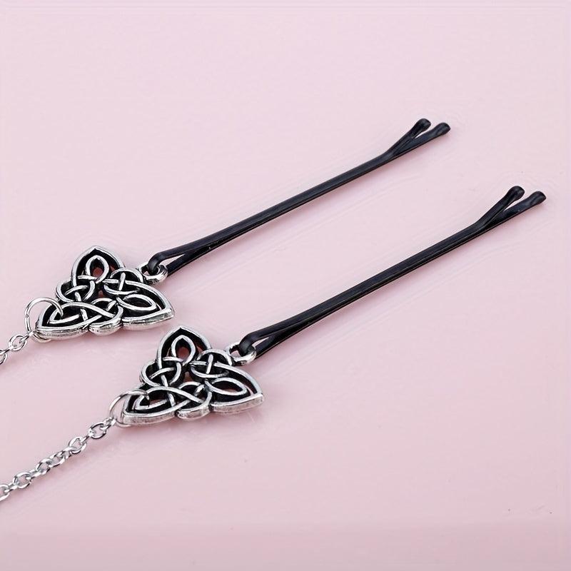 Viking Runes Hairpin Hair Clip With Metal Chain Vintage Hair Pin