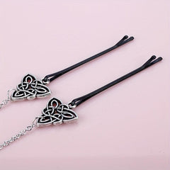 Viking Runes Hairpin Hair Clip With Metal Chain Vintage Hair Pin