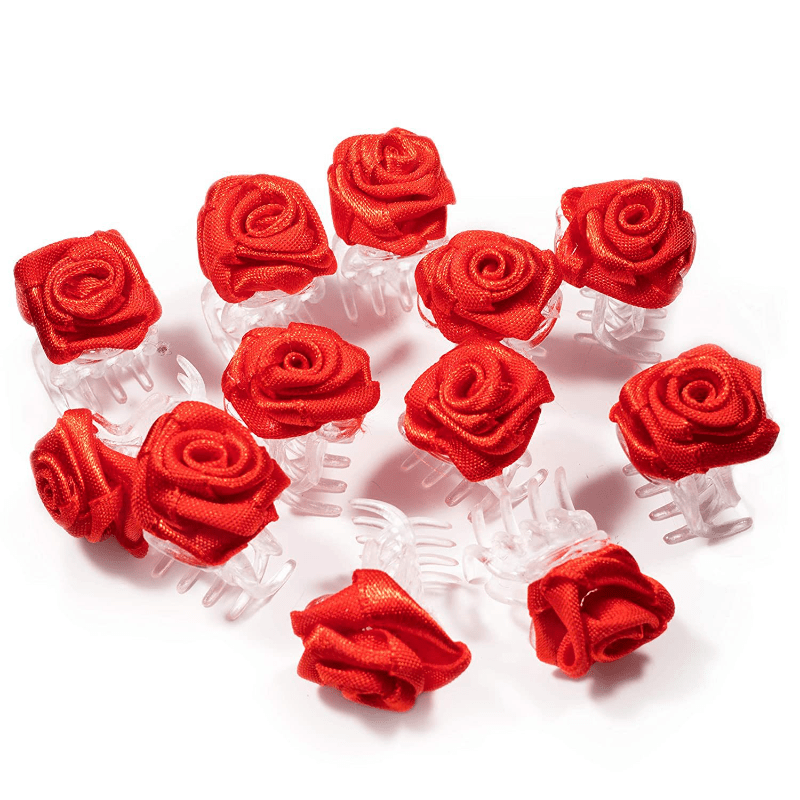 Mini Rose Decor Hair Claw Wedding Hairstyle Tool Women Girls Hair Accessories