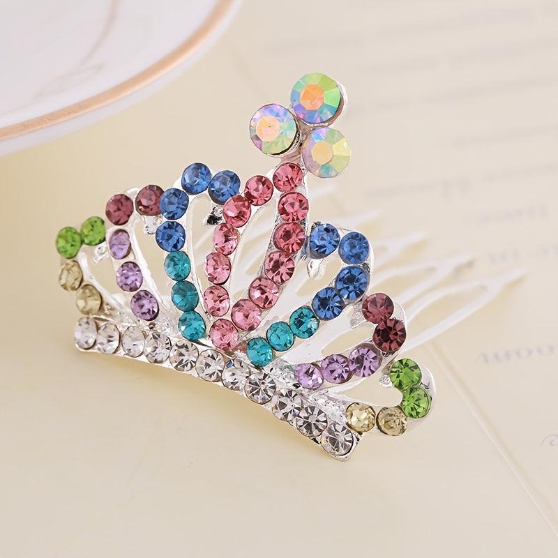 Mini Rhinestone Tiara Comb Silvery Crystal Crown Costume Birthday Crowns Hairpi