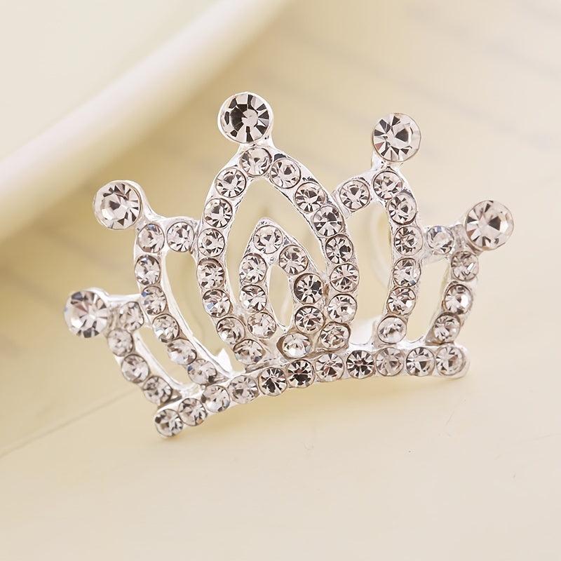 Mini Rhinestone Tiara Comb Silvery Crystal Crown Costume Birthday Crowns Hairpi