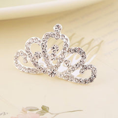Mini Rhinestone Tiara Comb Silvery Crystal Crown Costume Birthday Crowns Hairpi