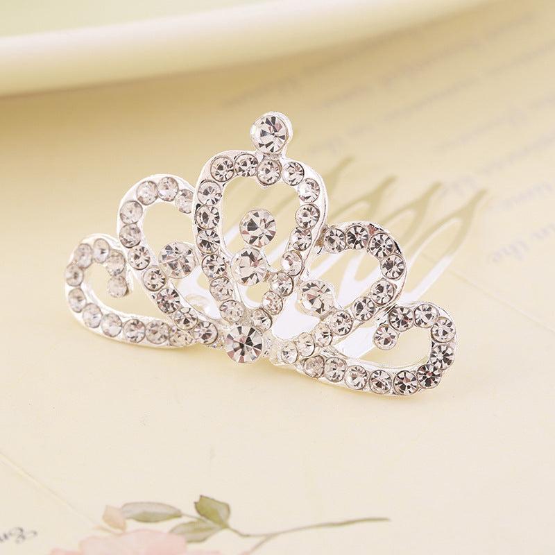 Mini Rhinestone Tiara Comb Silvery Crystal Crown Costume Birthday Crowns Hairpi