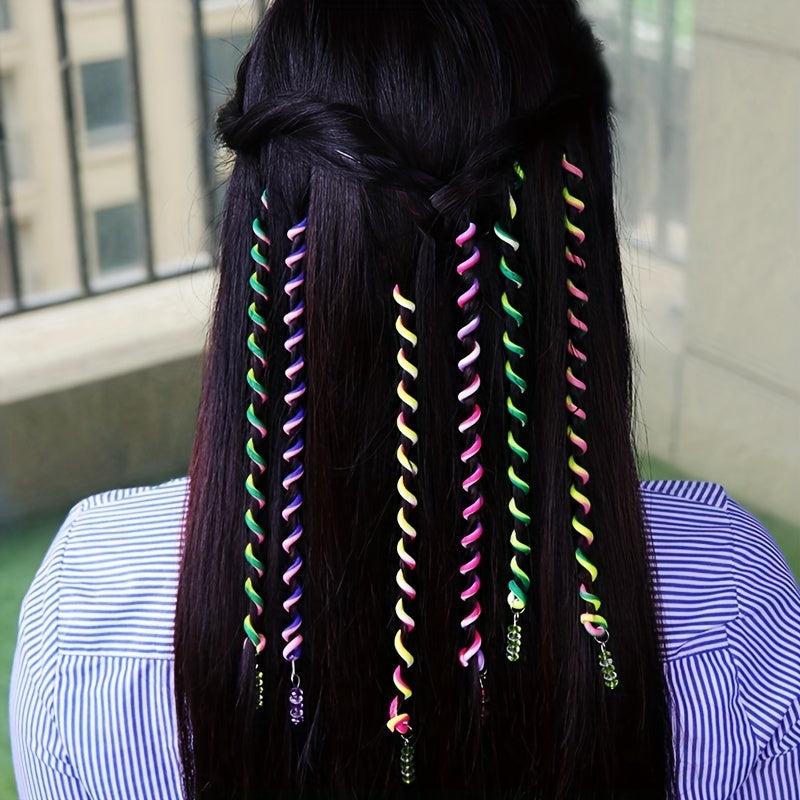6pcs Rainbow Hair Twister Clip with Crystal Beads Hair Accessories