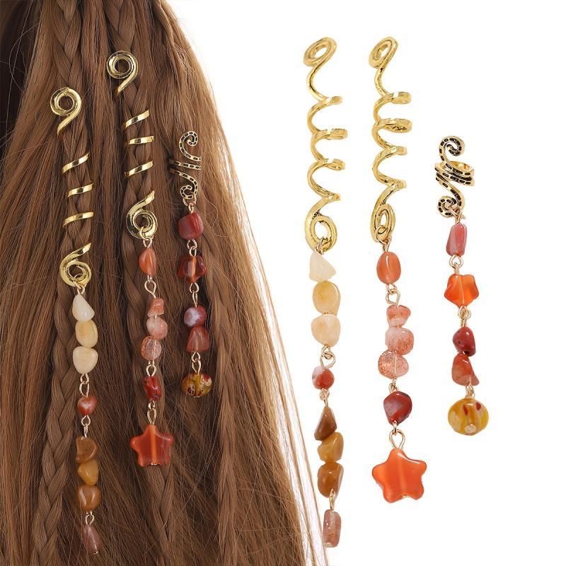 3pcs Tassels Hair Ring Jewelry For Braids Snake Dreadlock Rings