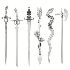 Viking Style Sword Hairpin Silvery Barrette Hair Stick