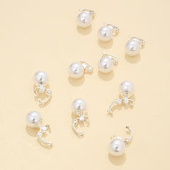 10pcs Pearl Hair Clip Women's Small Metal Golden Hair Accessories